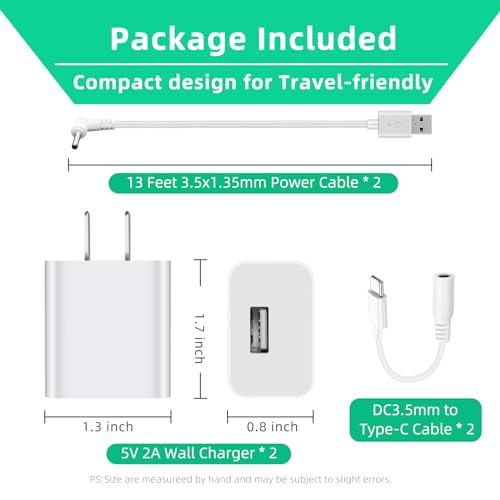 image for QCCQY 2 Pack Power Adapter Plug Charger for Ring Stick Up Cam Plug-in 