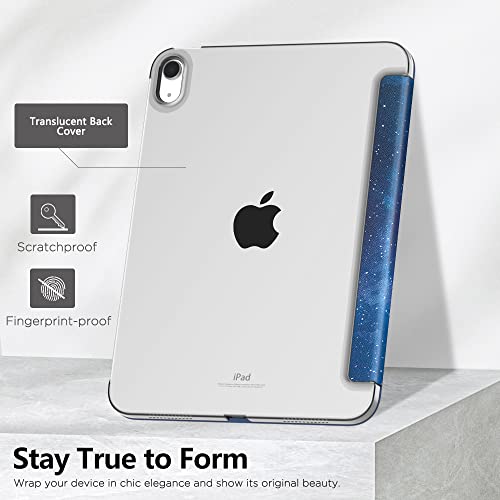 Image of MoKo for iPad (A16) 11th Generation Case 11 Inch 2025,iPad 10th Generation Case 10.9 Inch 2022,Slim Stand Hard PC Translucent Back Shell Smart Cover,Support Touch ID,Auto Wake /Sleep,Blue Starry Sky