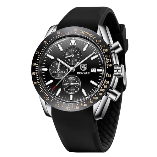 BENYAR Relojes Hombre cronógrafo para Hombre Movimiento de Cuarzo Fashion Business Sports Watch 30M Impermeable Regalo Elegante BENYAR Relojes Hombre cronógrafo para Hombre Movimiento de Cuarzo Fashion Business Sports Watch 30M Impermeable Regalo Elegante