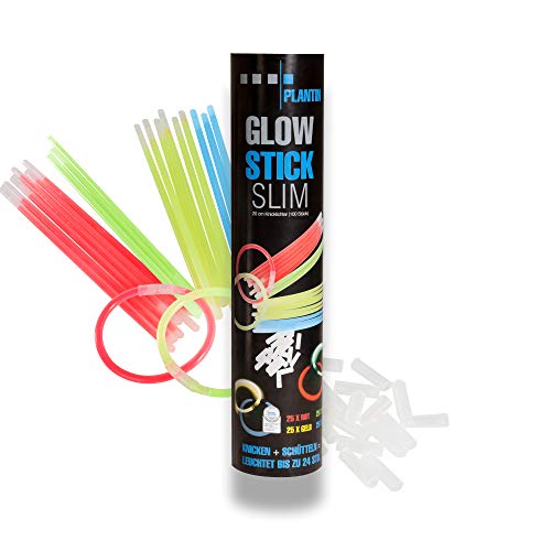 Plantin Glow Stick, Slim, 4 Colours Red, Green, Yellow, Blue Glow Stick Slim 100 Stück