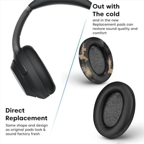 Image of Sounce Replacement Earpads Cushions Compatible with Sony WH-1000XM4 (WH1000XM4) Over-Ear Headphones Premium Black Softer Leather Earmuffs with High-Density Noise Cancelling Durable (1 Pair)