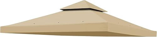 BenefitUSA Cubierta superior de repuesto para cenador de 10 x 10 pies, poliéster de doble nivel, para jardín, patio, pabellón (beige)