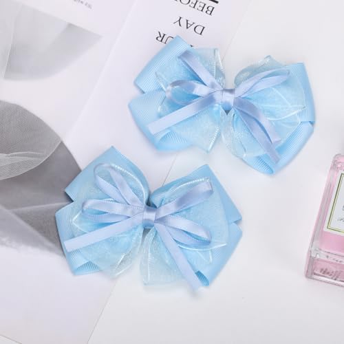 Pinzas para cabello con moño azul, set de 2 miniatura 5