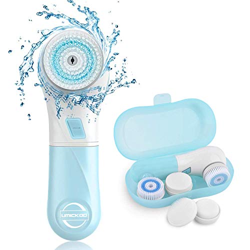 Facial Cleansing Brush,UMICKOO Face Brush Waterproof With 5 Exfoliating Heads,Rotary Spin Brush Cleansing System for Gentle Exfoliation and Deep Scrubbing