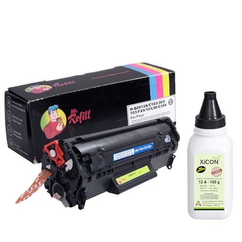 Image of 12A Easy Refill Toner Cartridge for HP 12A Cartridge with Powder Bottole Q2612A for HP Laserjet M1005 MFP,1020,1010 /1012 /1018 /1022 /1022n /1022NW /3015 /3020 (Pack of 1)
