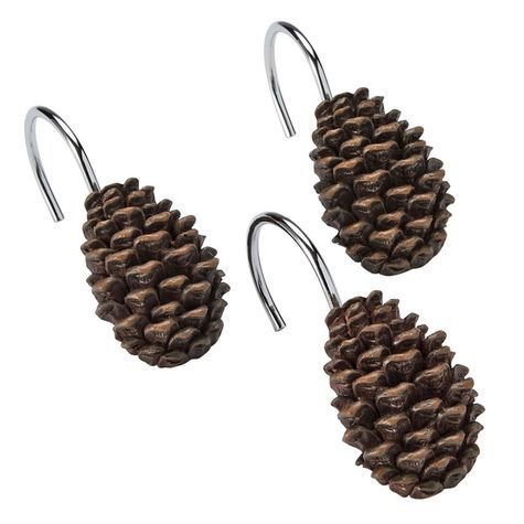 "Silhouette Lodge" Bathroom Accessory - Set of 12 Resin Matching Shower Curtain Hook Set