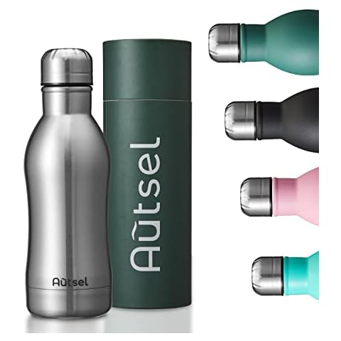 Autsel Metal Water Bottle 350ml Insulated Water Bottles Stainless Steel Vacuum Double Walled Cola Shape Thermos Reusable Leak Proof Sports Flask Cover