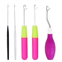 5 Größen Häkelnadel für Dreads, Latch Hook Needle, Haarverlängerung Nadel, Bunte Knüpfnadel Haar Häkelnadel, Gebogene Knüpfhaken für Haarverlängerung oder Teppich Herstellung