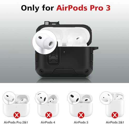Image of HITZEE for AirPods Pro 3 Case, Compatible with AirPods Pro 3rd Generation Case (2025), Magnetic Automatic Lock with Phone Stand, Compatible with MagSafe Cover, Black