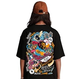 LEOTUDE Women’s Short Sleeve with Round Neck, Oversized Longline Drop Shoulder, Back Printed T-Shirt (Color Black)