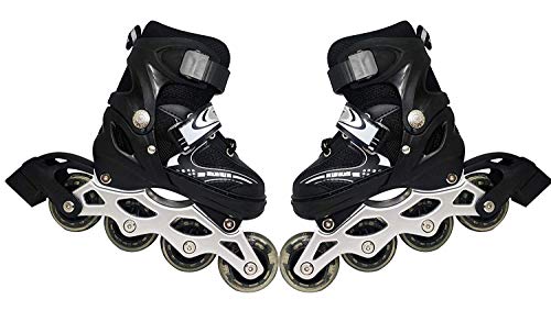 Image of Skating Shoes Inline Skates | Light Up Wheels - Interactive LED Flashing Roller Skates Adjustable Skating Shoes Comfertable Skate for Outdoor Fun (Black)