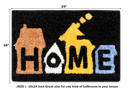 Image of HOMEKART Microfiber Bath Mat 2000 GSM, Super Soft & Absorbent Anti-Skid Bathroom Floor Mat, Quick Dry Door Mat for Bathroom, Bedroom & Kitchen (40x60 cm, Black & White) Pack of 1