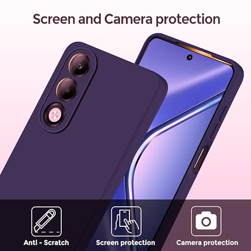 Image of SBMS Silicone Back Cover Case for Oppo K13x 5G | Soft Micro-Fibre Lining Inside | Camera Protection Bump | Shockproof Back Cover Case for Oppo K13x 5G (Purple)