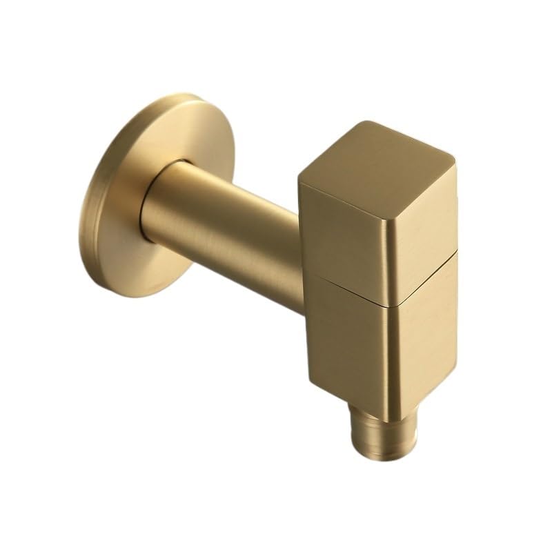 Grifo de Pared de latón Macizo de Oro Cepillado: Grifo de Entrada de 1/2" y Salida de 3/4" para Lavadora y jardín al Aire Libre (Estilo 2)