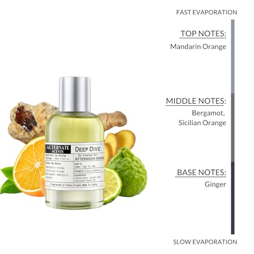 Image of Alternate Scents Deep Dive Long Lasting 100ML Perfume for Men | Fresh Aquatic Citrus Fragrance | 30% Oil Concentration Extrait de Parfum | Inspired by Afternoon Swim | Luxury Perfume Made in India