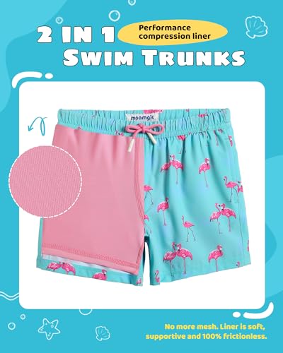 maamgic Boys Swim Trunks with Compression Liner Toddler Boys Stretch Swim Shorts Quick Dry 2 in 1 Beach Shorts - Image 3