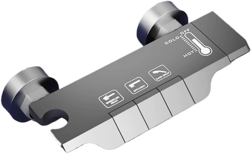 (Only Shower Faucet) A Gray 2/3/4 Piano Key Shower Faucet That Does Not Require Electricity, Including Wall Cover, Washer, Adapter, Other Kit Not Included(3Button)