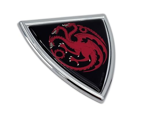 Image of Elektroplate Officially Licensed Game of Thrones House Targaryen Sigil Shield All Metal Chrome Emblem for Cars, Trucks, and All Auto | Universal Fit at 3.0 inch x 2.9 inch | Weatherproof