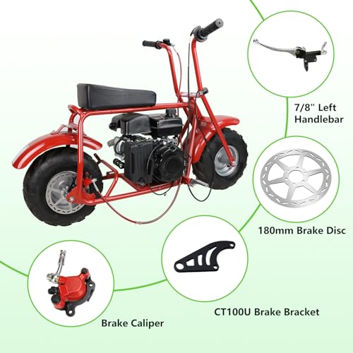 Image of Upgraded Mini Bike Hydraulic Brake Kit and Rear Brake Caliper Mounting Bracket Adapter for Coleman CT100U with 180mm Disc Brake Rotor Master Cylinder Pad Assembly Hardware Part