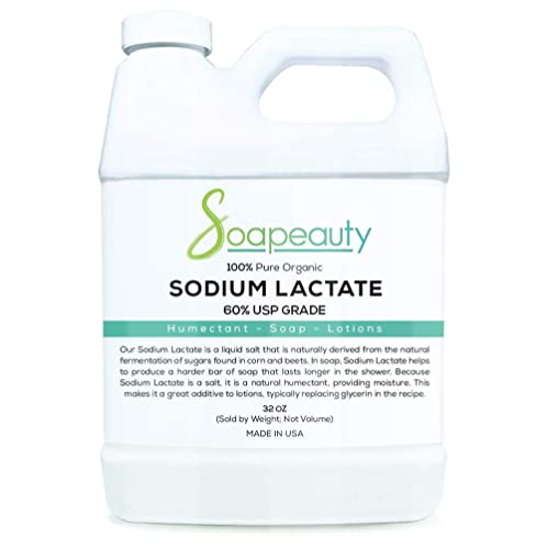 Sodium Lactate For Soap Making & Lotions | Organic 60% Usp Pure Natural Preservative | Harder Bar Of Soap, Bigger Yield, Faster Cure Time, Provides Moisture | 32 Oz #TOP15