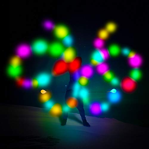 Poitoi Led Poi Balls Glow Balls Soft Glow Poi Balls For Beginners And Professionals Rainbow Fade And High Strobe Spinning Led Glow Toy Light Up Balls 1X Pair Glow Poi Balls #TOP5