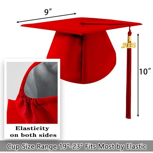 Image of 2026 Graduation Cap and Gown Matte Unisex for High School Bachelor | Heavyweight Matte Polyester, Zipper Closure, Adjustable Cap with 2026 Tassel, Sizes 39-60, Bulk Orders Available