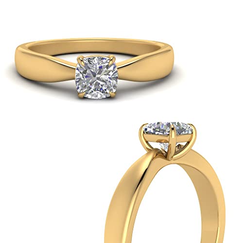 Anillo de compromiso de esmeralda y lazo cónico con acabado premium en oro amarillo 4