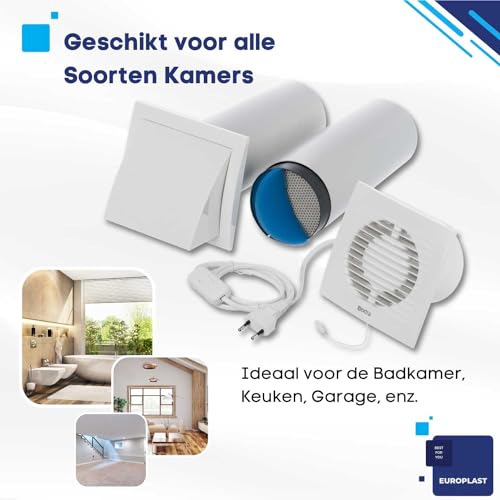 150mm Warmteterugwinning Eenheid, decentraal ventilatiesysteem met trek stekker en schakelaar - Afbeelding 4