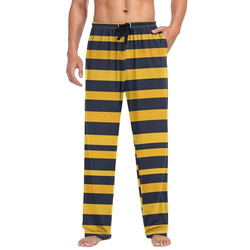 Yellow Black Stripe Pajama Pants Mens Lounge Pants Super Soft Men Pajama Bottoms with Pockets Drawstring3