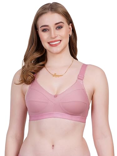 Image of Women Non Padded Bra in B & C Cup - Made of Pure Cotton Full Coverage Non Wired Soft Cup for T-Shirt Saree Dress Sports Garment for Daily Use Everyday