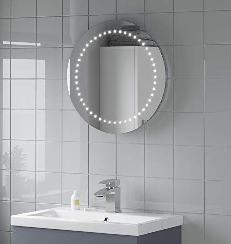 Plumbworld Round LED ILLUMINATED Bathroom Mirror Modern Light Battery Powered Circle 500mm