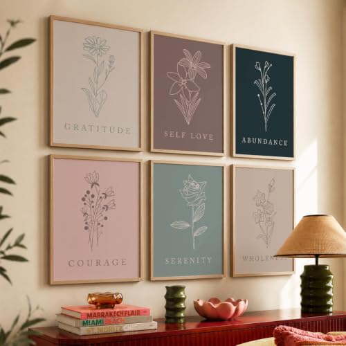 Image of kotart - Floral Painting for Living Room Bedroom Office Decor - Premium Digital Paintings with Frame Home Decoration - Wall - (Pack of 6 Multicolor) (14X20 Inch, D)