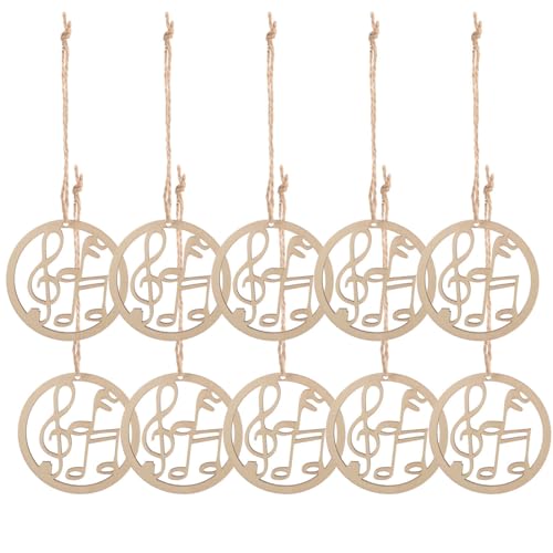 10Pcs Albero Di Natale Ornamenti In Legno Abbellimenti Nota Musicale di Legno Appeso Decorazioni di Natale con Corde di