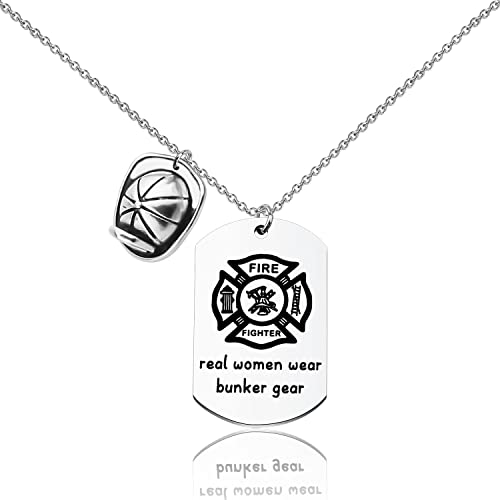 Gzrlyf Women Firefighter Necklace Real Women Wear Bunker Gear Fireman Jewelry Female Firefighter...