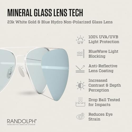 Image of Randolph Eyewear Concorde Aviator Sunglasses for Men and Women - Non-Polarized & Polarized Aviator Sunglasses Made to Last
