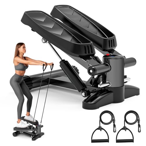 Stepper Fitness Portatile Con Bande Elastiche E Monitor LCD – Pedali Antiscivolo Per Allenamento Casa