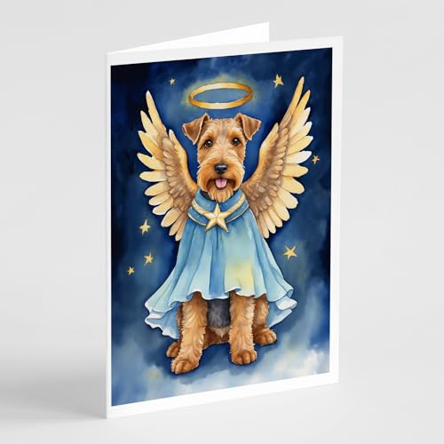 Caroline's Treasures Welsh Terrier My Angel Greeting Cards Pack of 8 Blank Cards with Envelopes Whimsical A7 Size 5x7 Blank Note Cards