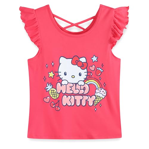 Image of Hello Kitty Sanrio Girls Mix and Match 4 Piece Outfit Set with 2 Tops, Leggings and Shorts for Big Kids