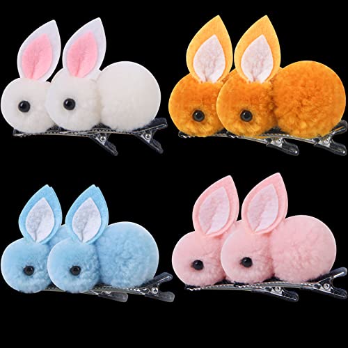 8 Pack Bunny Hair Clip Cute Stuffed Bunny Hair Band Rabbit Ear Hair Clip Easter Accessories for Girls