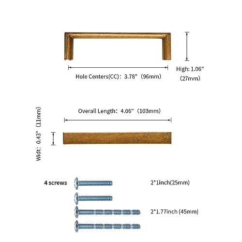 Image of 10 Pack 3.75 Inch(96mm) Kitchen Cabinet Handles Antique Brass Cabinet Pulls Kitchen Cabinet Hardware Drawer Pulls for Dresser Cupboard Wardrobe