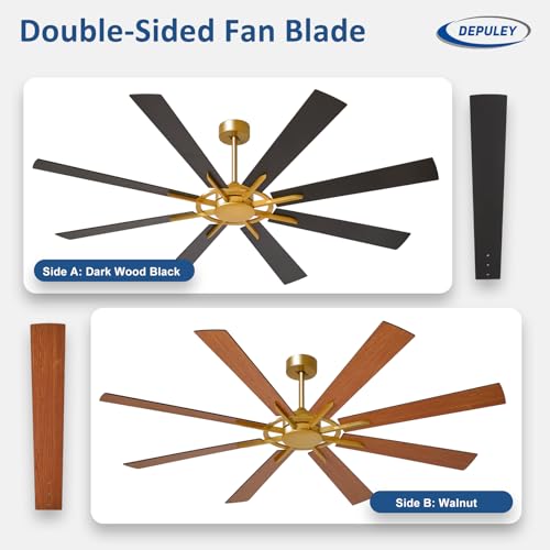 Image of Depuley Ceiling Fan Without Light: 72 Inch Big Indoor Outdoor Fan with Remote APP Control - Bronze Walnut Large Ceiling Fan no Light 8 Blade Reversible Quiet DC Motor Memory Function Timer