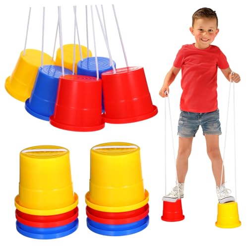 minkissy 3 Pares Zancos Infantiles de Plástico para Zancos Saltadores con Correas Juguetes para Entrenamiento de Equilibrio y Coordinación al Aire Color Aleatorio Color Aleatorio
