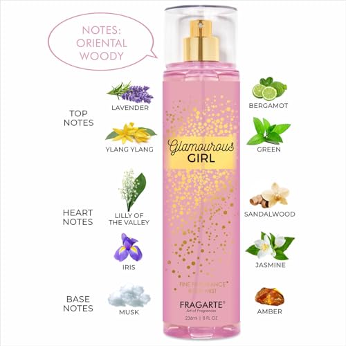 Image of GLAMOUROUS GIRL Body Mist Spray Long Lasting Womens Perfume ORIENTAL WOODY Fragrance 236ml