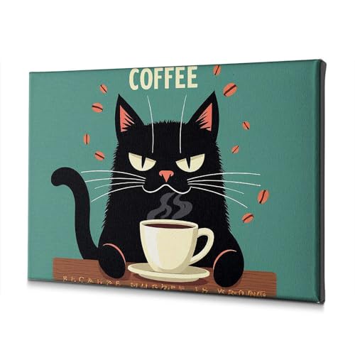 Toile salle de bain chat noir d'art moderne au format 40 x 60 cm haute définition