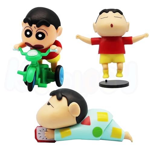 Image of Kidology Shinchan Miniature Toys - Set of 3 Cute Anime Figurines for Decoration, Collectible Action Figures,Birthday Party Favors, Playset Toys for Kids, Fans & Collectors
