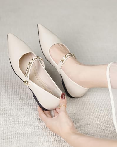 Women's Flats Shoes Pointed Toe Dressy Ballet Flats with Ankle Strap Casual Lightweight Work Mary Jane Shoes4