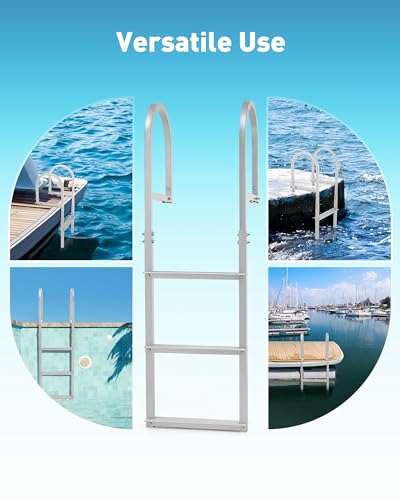 image for CO-Z 3 Step Removable Dock Ladder, Pontoon Boat Ladder with 500lb Load