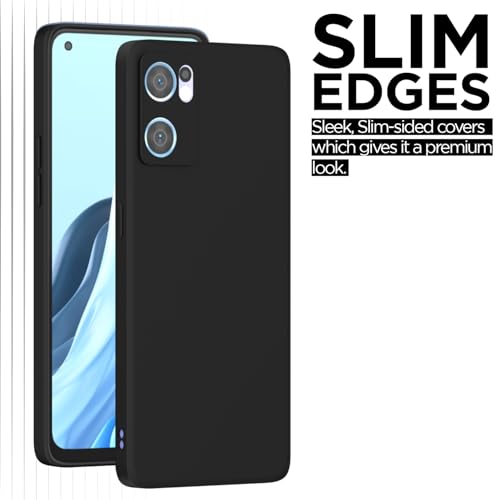 Image of Outlouders Back Cover for Oppo Reno 7 5G | Camera Protection | Durable Soft Matte Silicone Bumper Case (Black)