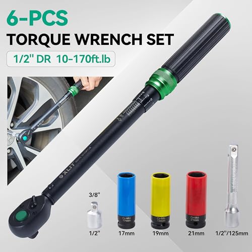 Image of Click Torque Wrench, Dual-Direction Adjustable 72 Tooth Ratchet, ±3% Accuracy, Small Torque Wrench for Bike, Motorcycle and Car Repair (1 /2 inch, 6PCS)