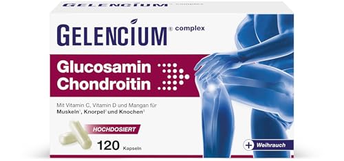 GELENCIUM® Glucosamin Chondroitin hochdosiert – 2.325 mg Tagesdosis - mit Weihrauch & Mikronährstoffen - 120 Kapseln